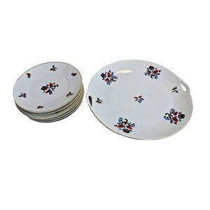 Bavaria Schumann 6 person Serving set Flower Design Germany 1 plater, 6 plates